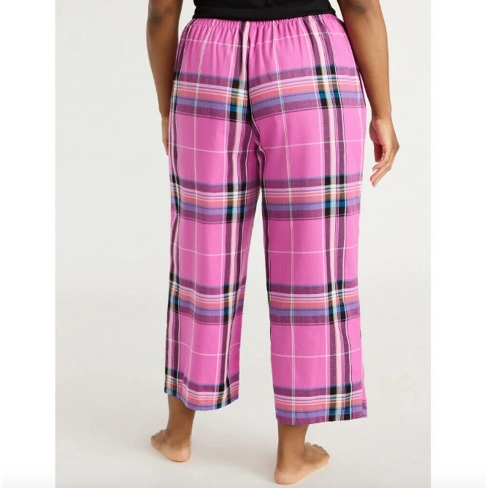 Joyspun Women's Large Woven Cropped Pajama Pants Orchid Delight Ligtweight Pink - Picture 2 of 3